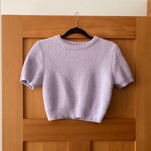 Lavender Ribbed Knit Crop Sweater